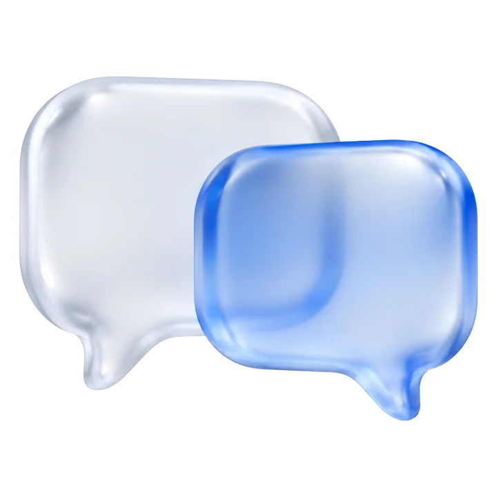 Two overlapping frosted glass speech bubbles